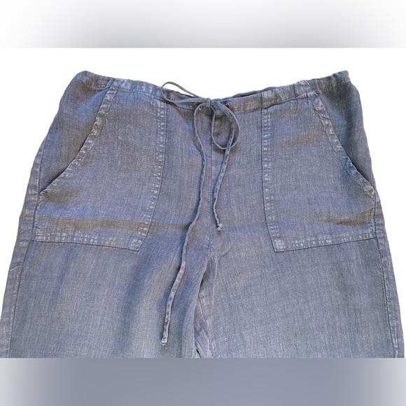 River + Sky Crop Linen West Coast Wide Leg Purple/Gray Drawstring Pull On Pant M - Picture 4 of 9